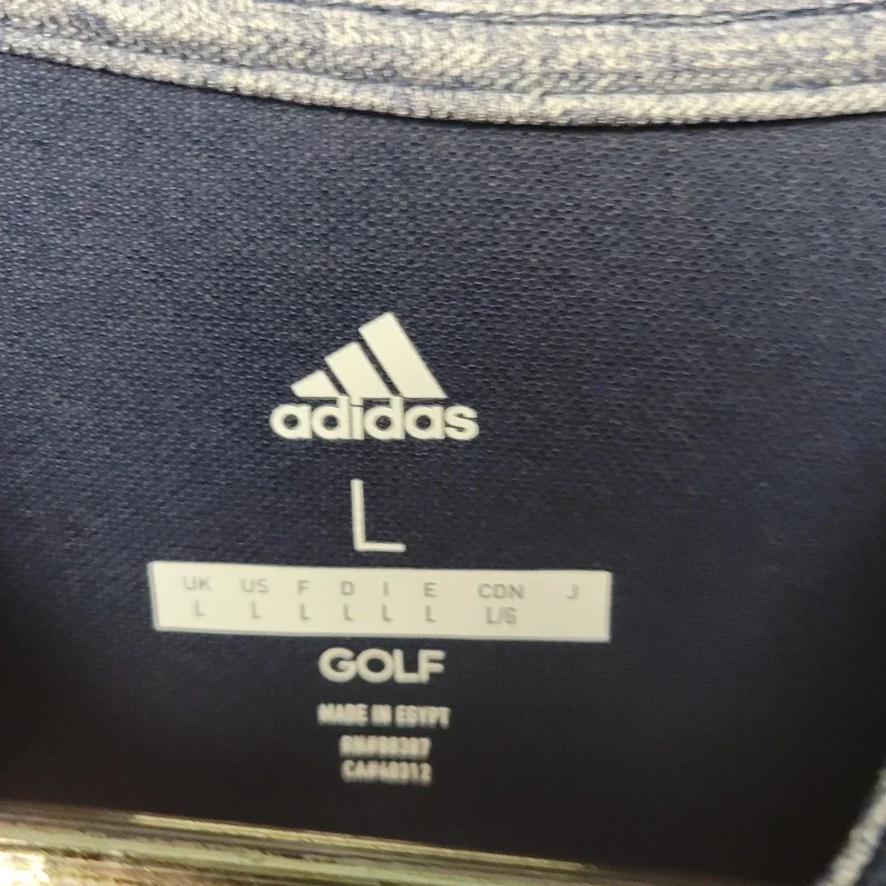 Adidas Golf Pullover Mens Large Blue Navy Heathered Quarter Zip Active Layer